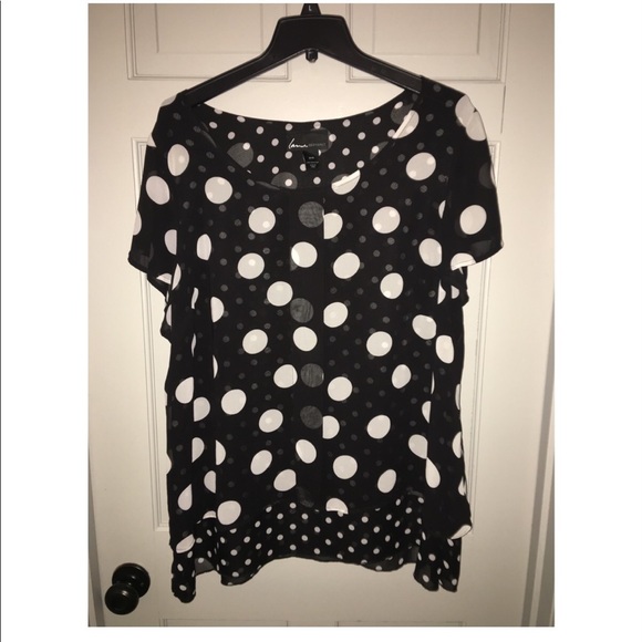 Lane Bryant Tops - Lane Bryant Black & White Polka Dot Blouse - 18/20